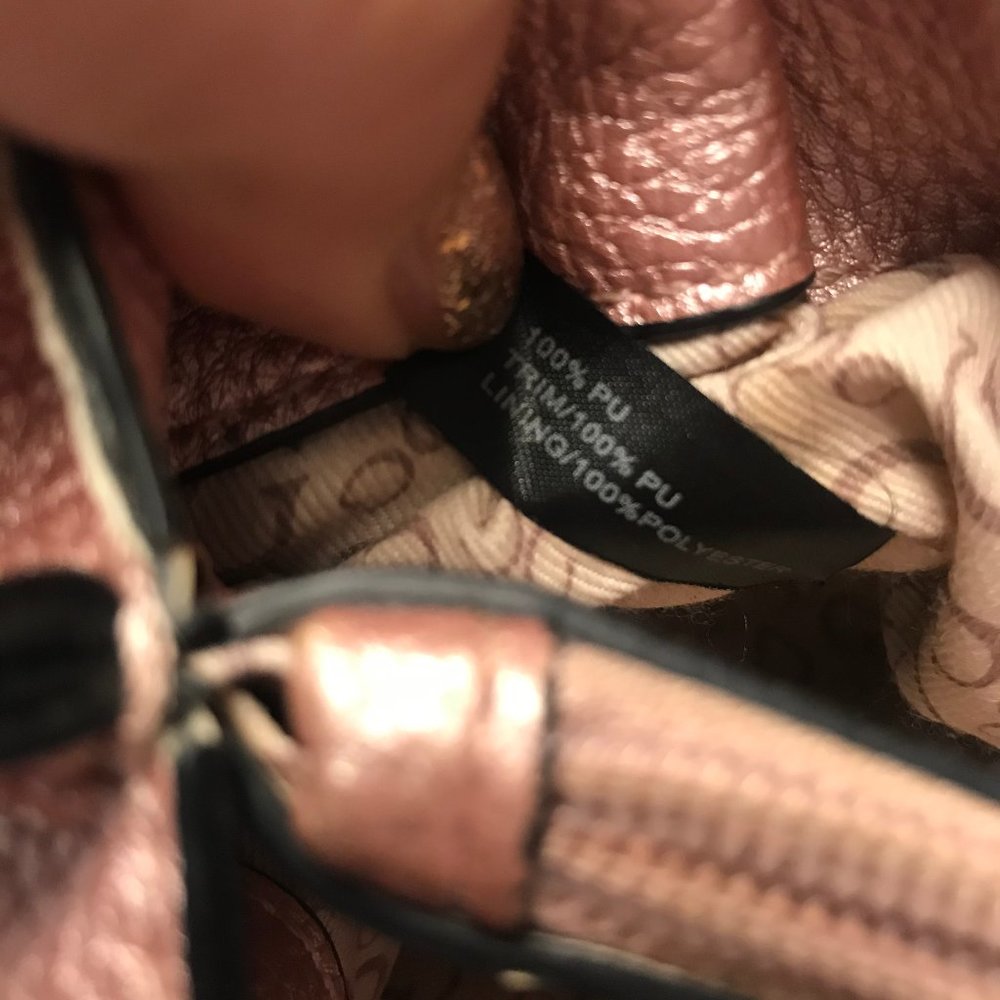 GUESS METALLIC PINK FAUX LEATHER SATCHEL BAG - Picture 11 of 13